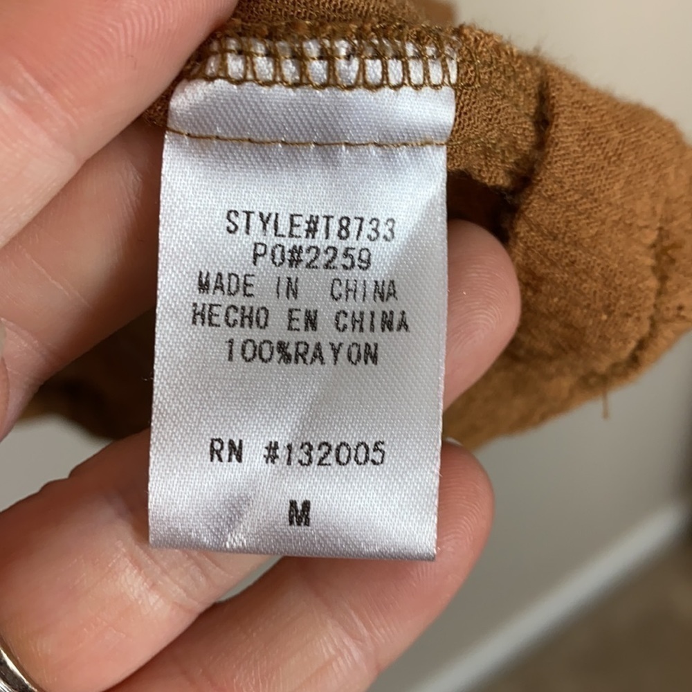 Entro Boho Tan embroidered long sleeve top size M - Picture 4 of 5